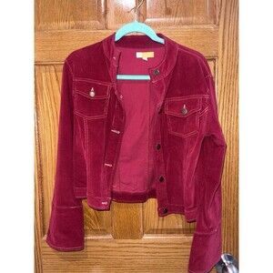 Women’s Tulle Red Corduroy Button Up Jacket